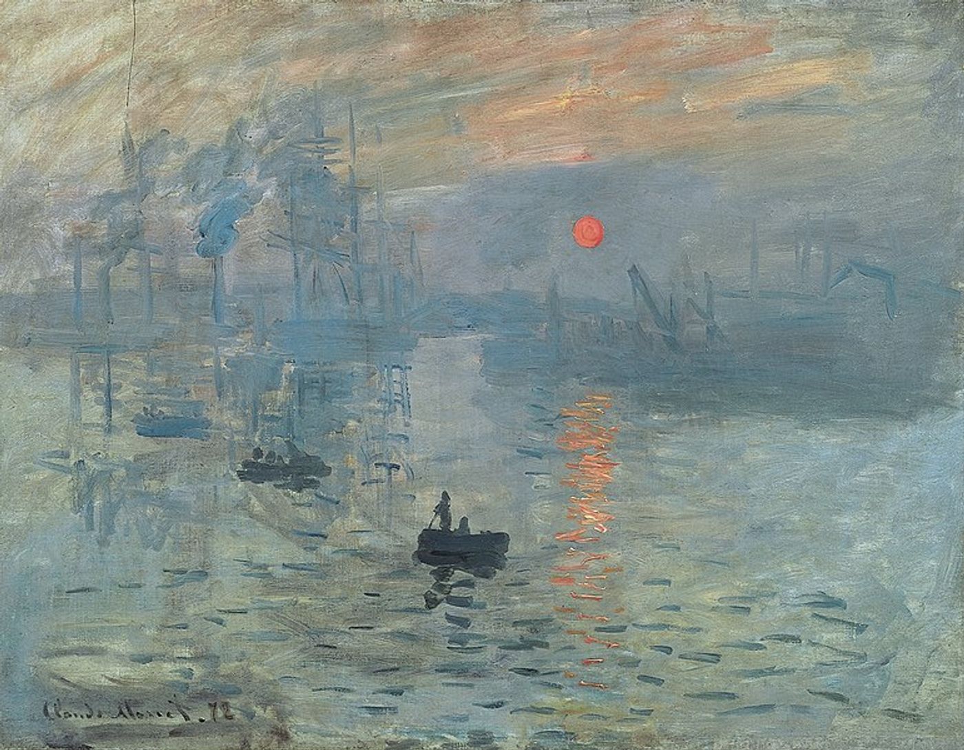 Monet's Impressionist, Sunrise (1872). (This work is in the US Public Domain in accordance with US copyright laws)