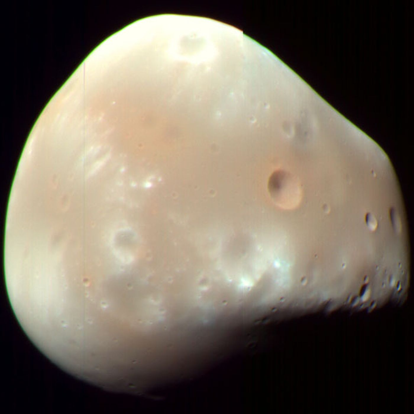 Deimos (color-enhanced) (Credit: NASA/JPL-Caltech/University of Arizona)