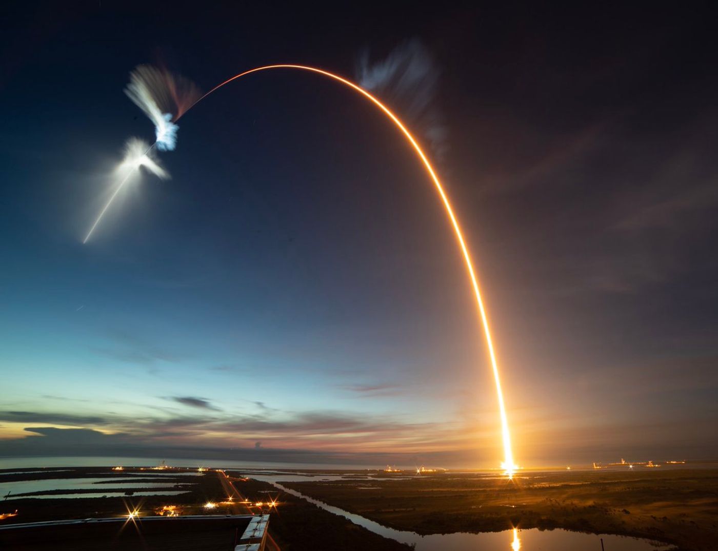 A view of the spectacular show left behind by Friday's Falcon 9 rocket.