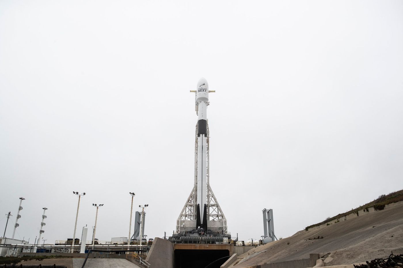 A look at SpaceX's upright Falcon 9 rocket just before launch on Wednesday.