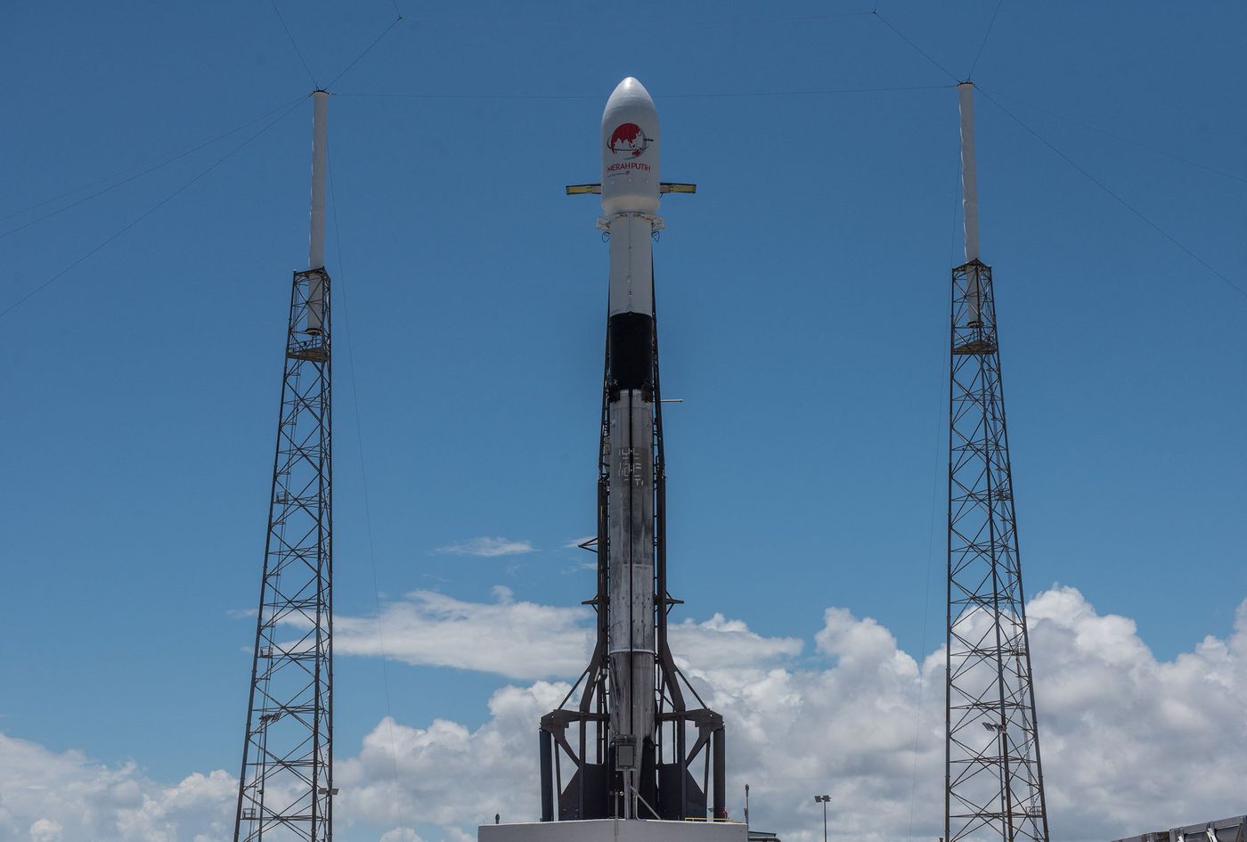 SpaceX's Falcon 9 rocket stood tall in Cape Canaveral, Florida just before launch on Tuesday.