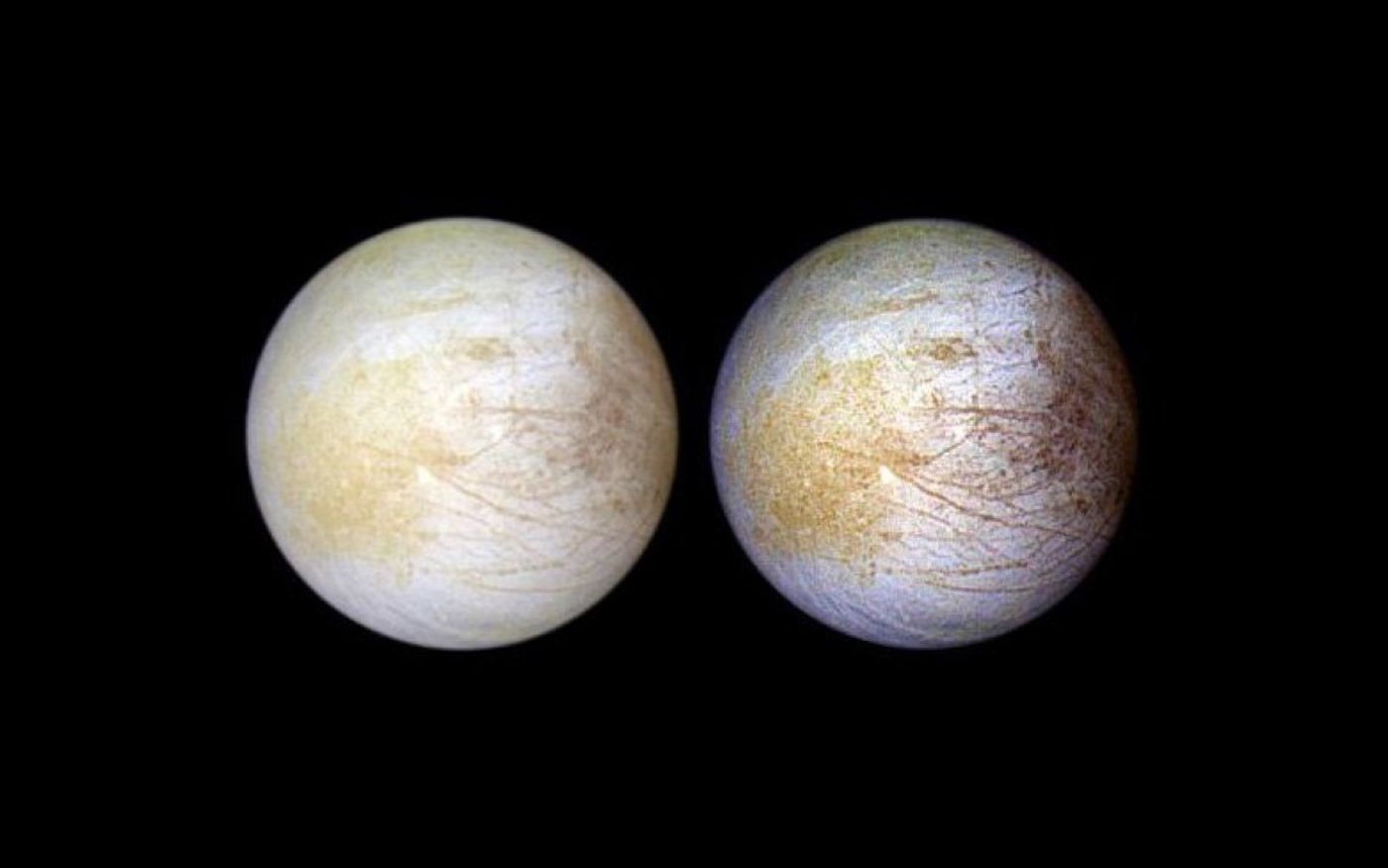 The yellow regions on Europa are now thought to be sodium chloride.
