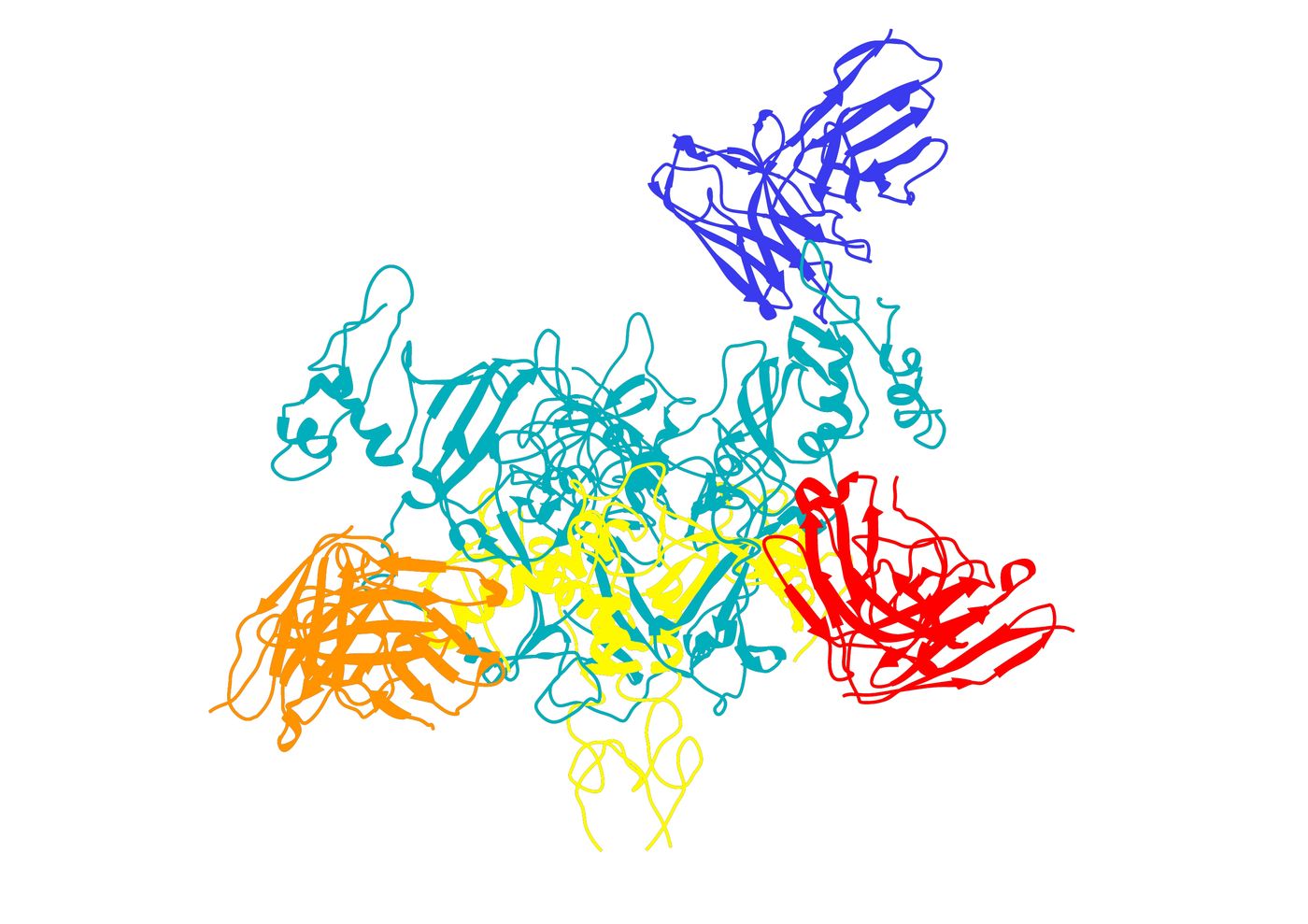The Scripps Research team succeeded in showing how experimental therapy ZMapp targets the Ebola virus, here targeting the virus's GP protein. (Image courtesy of Andrew Ward and Jesper Pallesen.)
