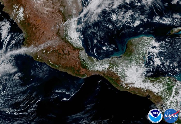 This shot shows the Yucatan Peninsula from the GOES-16 point of view.