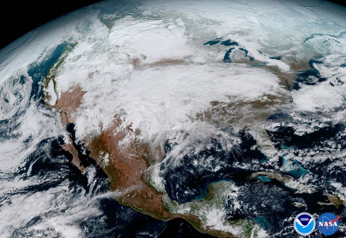 This shot shows the United States, as seen from the GOES-16 point of view.
