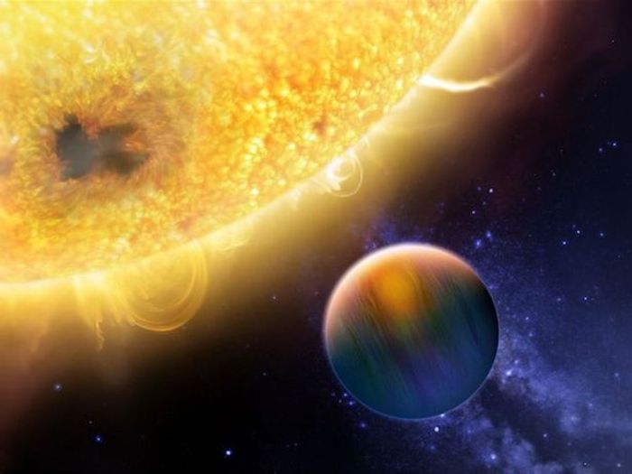 An artist's impression of a hot Jupiter-like exoplanet orbiting its host star very closely.