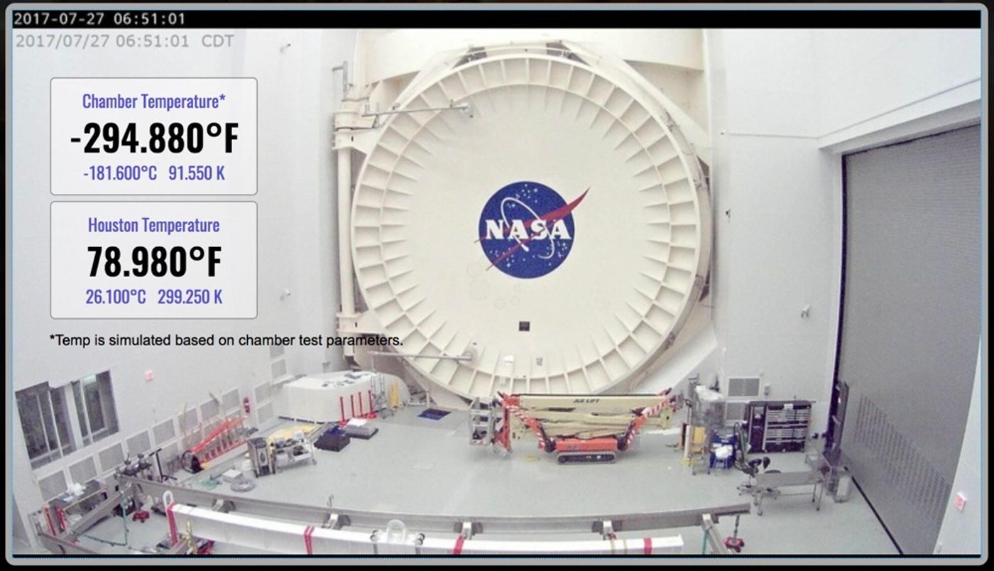 The heart of the James Webb Space Telescope is inside of this massive chamber, being chilled to space-like frigid temperatures in a vacuum.
