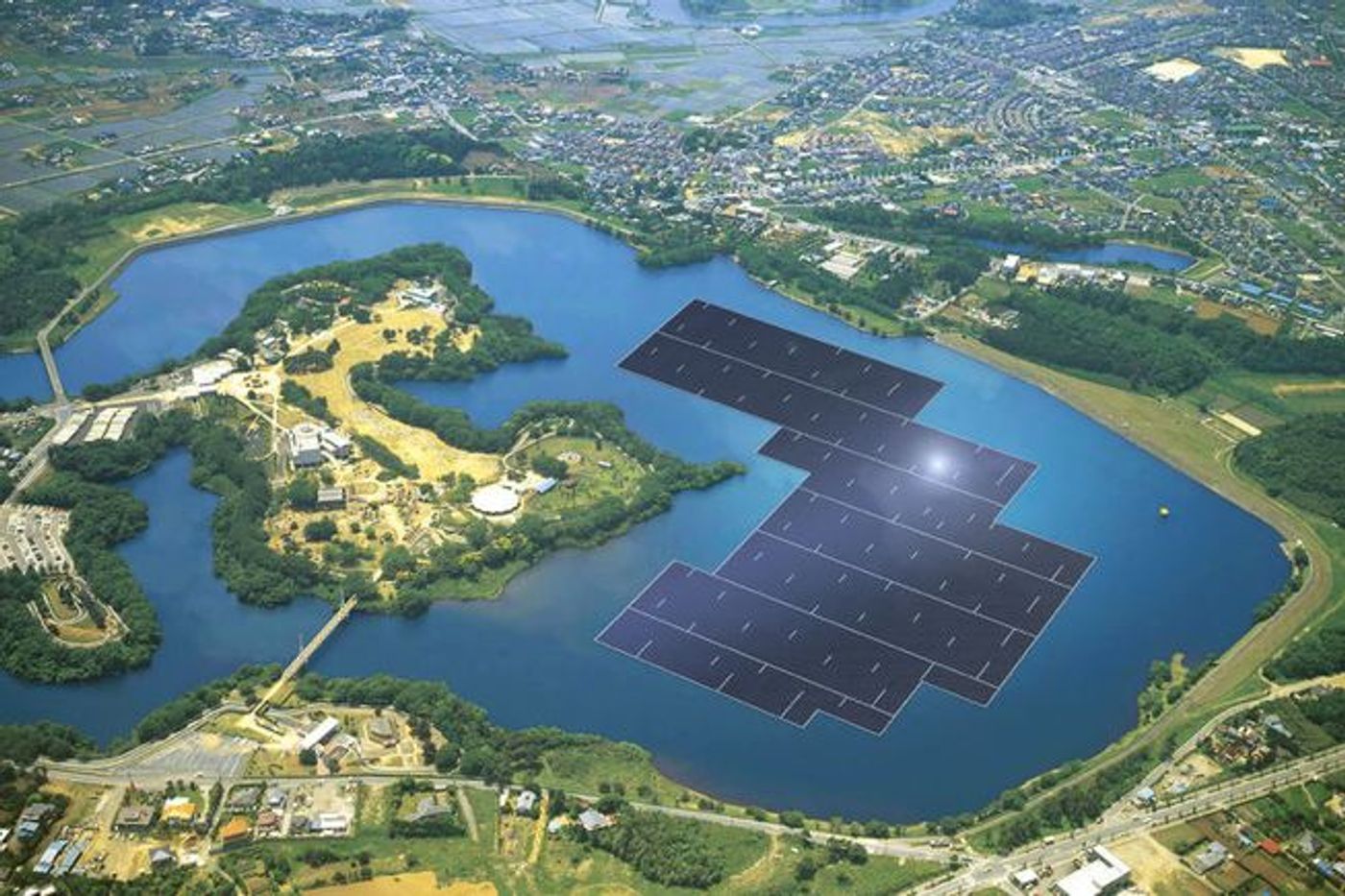 A rendition of the completed solar farm in Japan.
