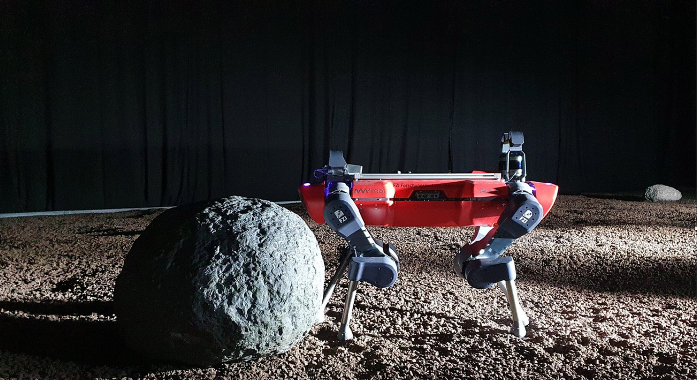This is a photo of the robot for the Legged Exploration of the Aristarchus Plateau (LEAP) mission, funded by the European Space Agency (ESA). Credit: ETH Zurich/RSL Robotics Labs