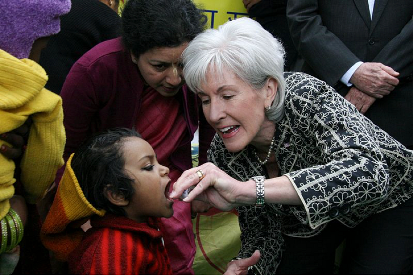 Oral polio vaccinations in New Delhi, India