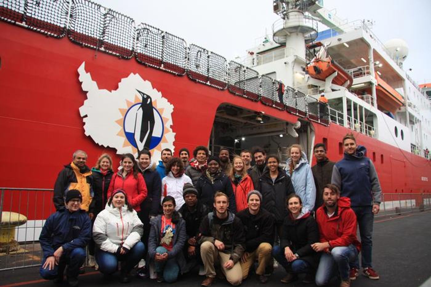 Team South Africa getting ready to board South Africa's polar research vessle, the SA Agulhas II, for the 2019 expedition to Antarctica./ Credit: Wiida Fourie-Basson