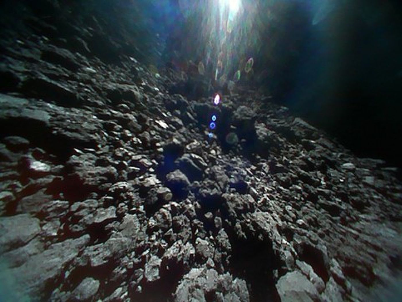 An image of 162173 Ryugu's surface captured during JAXA's Hayabusa 2 mission.