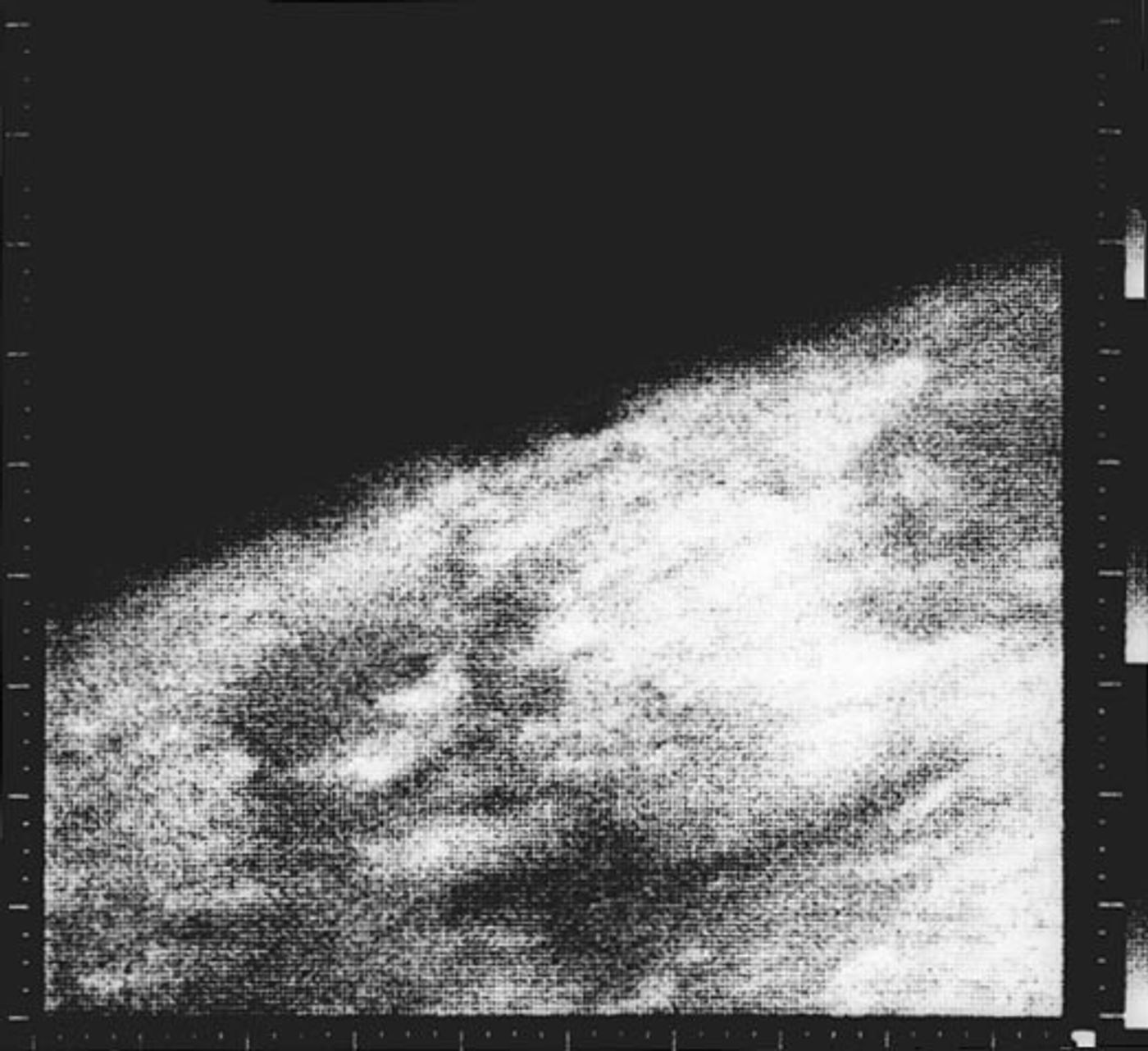 First close-up image ever taken of Mars by Mariner 4. Credit: NASA