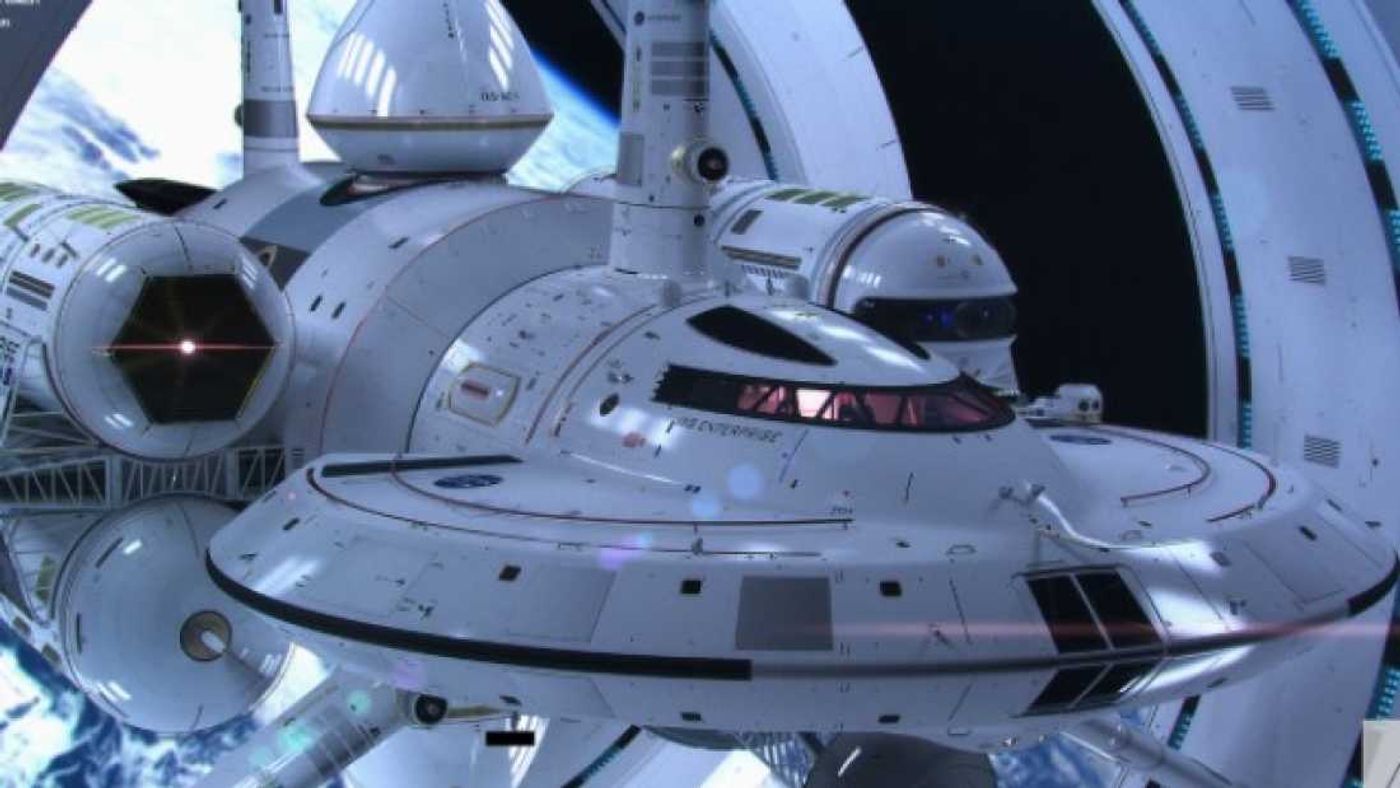 A NASA concept illustration of a warp drive ship, the IXS Enterprise (Image Credit: Mark Rademaker/NASA)