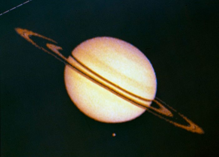 NASA's Pioneer 11's path through Saturn's outer rings took it within 13,000 miles (21,000 kilometers) of the planet. Image Credit: NASA Ames