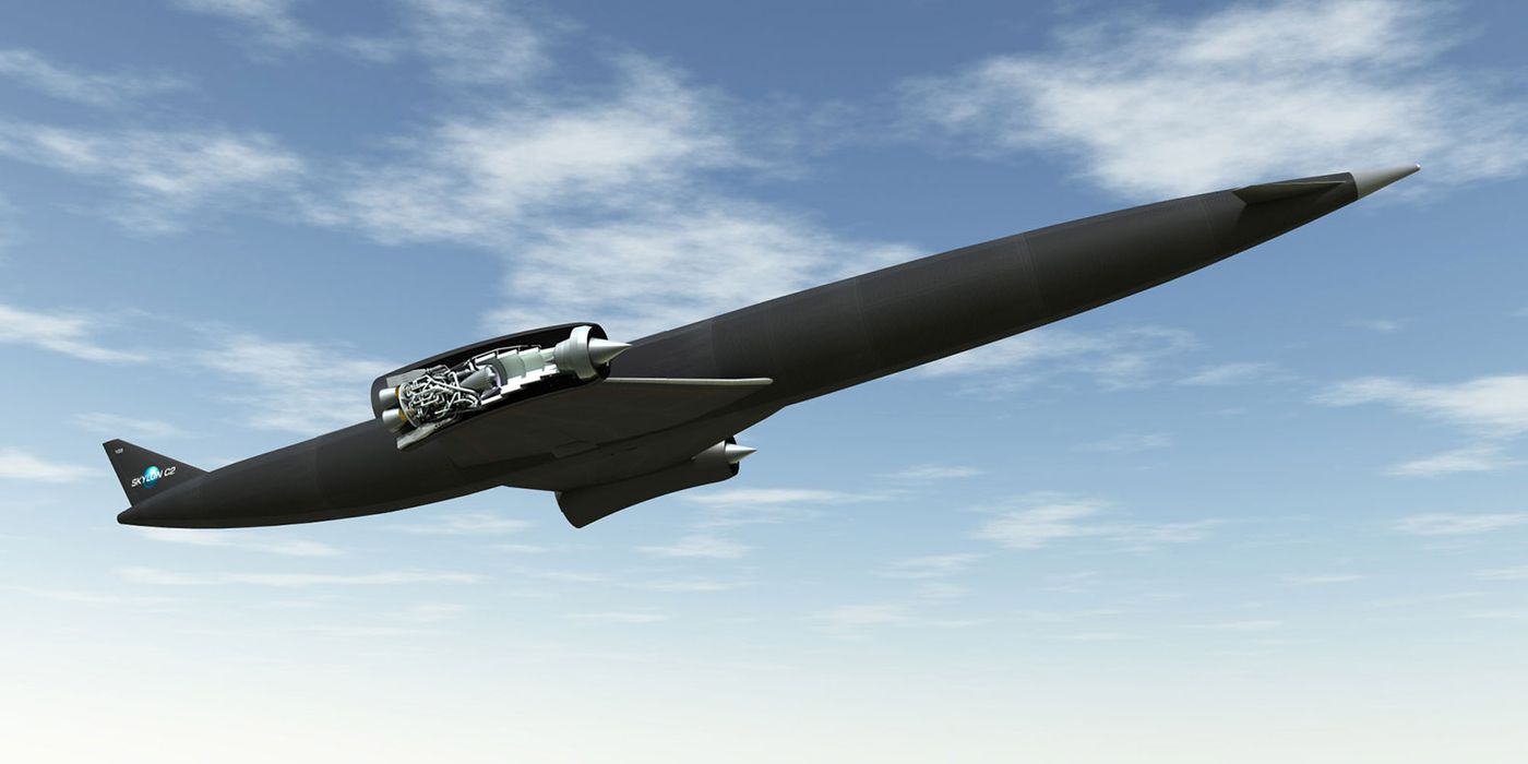 An artist's impression of Skylon, a space plane that could utilize a SABRE engine.