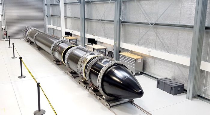 The Electron Rocket that launched in May, as it sat in its hangar.