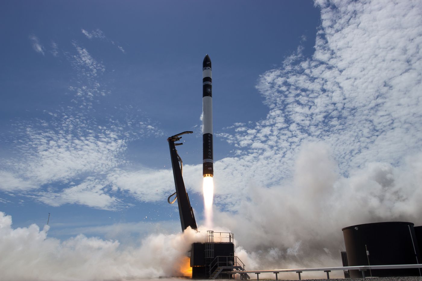 A look at the Electron Rocket as it launches from the New Zealand-based launch pad on Saturday.