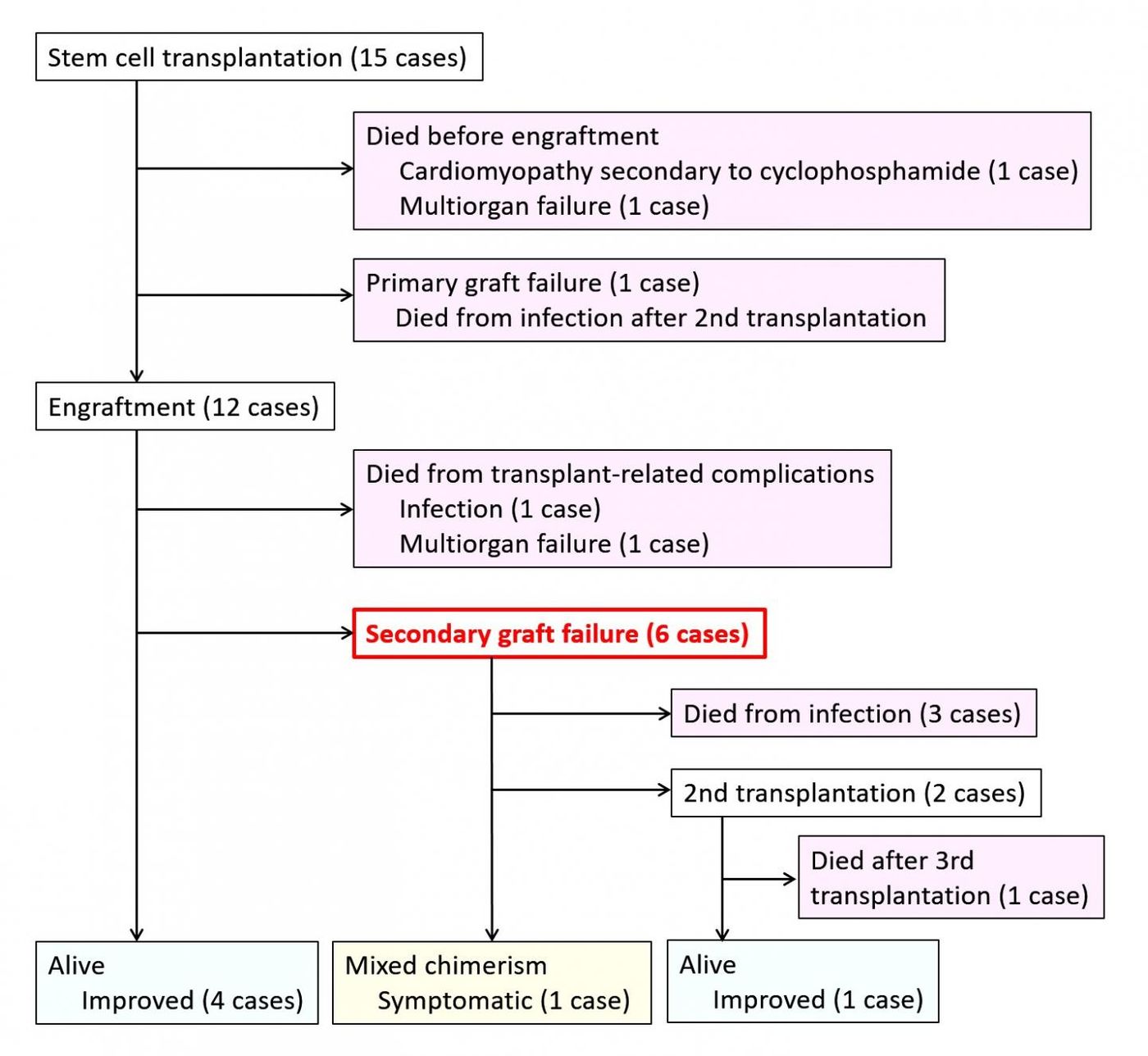 This image shows the prognosis of 15 patients at completion of treatment. / Credit: Satoshi Okada