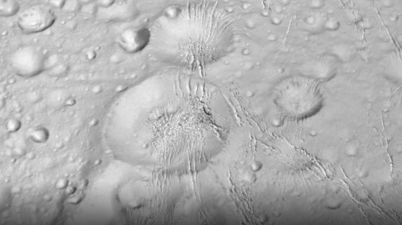 Massive craters on the moon's Northern surface.