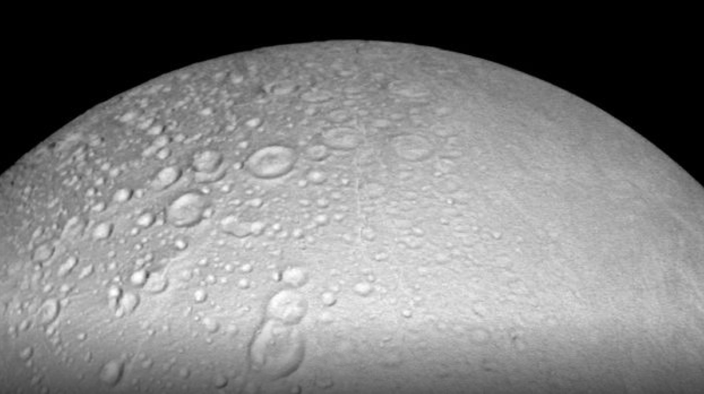 A high-up view of Enceladus' North Pole, as taken by Cassini.