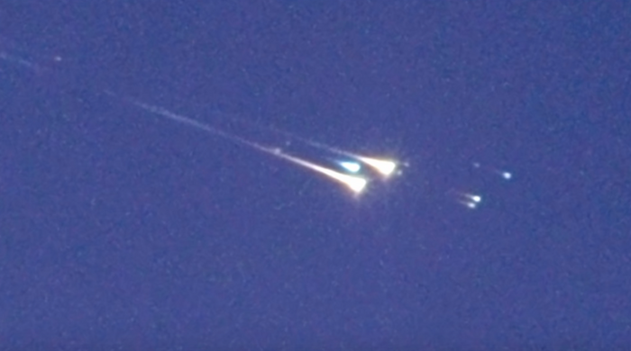 Scientists capture an image of the space junk from a high-flying airplane.