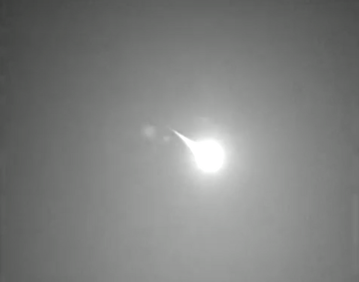 At 3:16 GMT, a meteor burned up in the atmosphere above the UK, creating a birght blue-green flash.