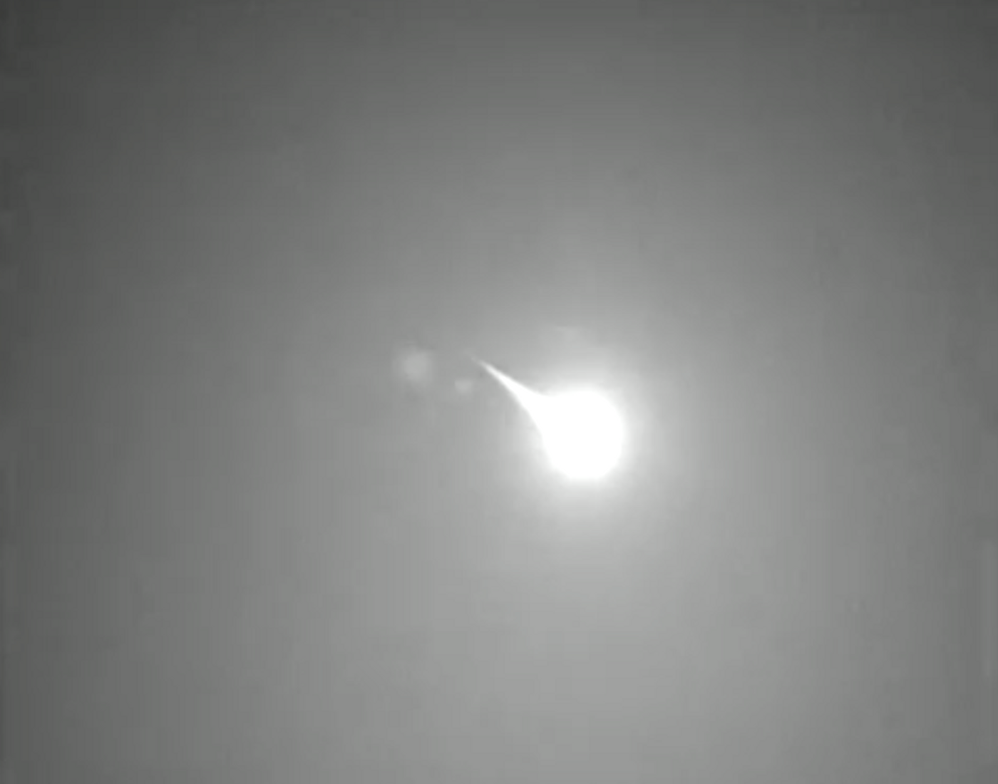 At 3:16 GMT, a meteor burned up in the atmosphere above the UK, creating a birght blue-green flash.