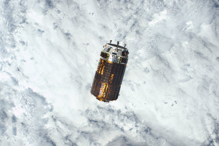 JAXA's resupply cargo ship for the International Space Station is seen in this photograph.