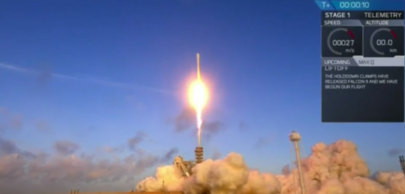 SpaceX's Falcon 9 rocket blasts off from the Kennedy Space Center in Florida on Monday.