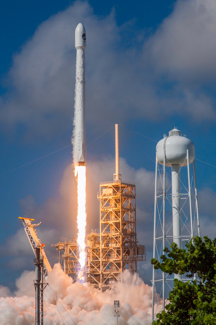 An image of the Falcon 9 rocket as it blasted off from Kennedy Space Center on Thursday.