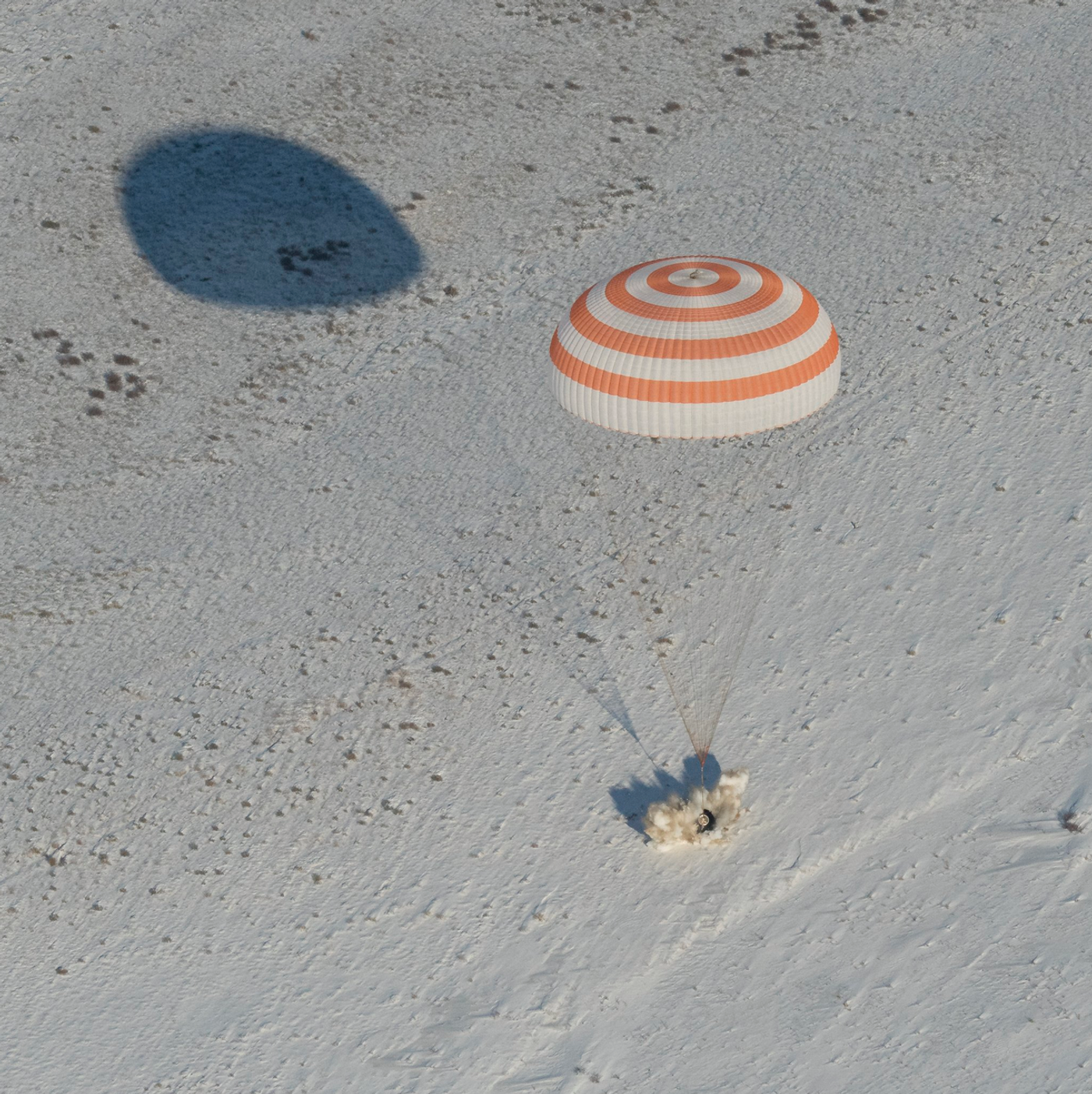 The Soyuz spacecraft touches down in Kazakhstan with three ISS crew members on Thursday.