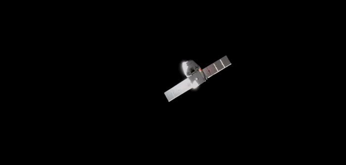 The SpaceX Dragon capsule approaches the International Space Station on Sunday.