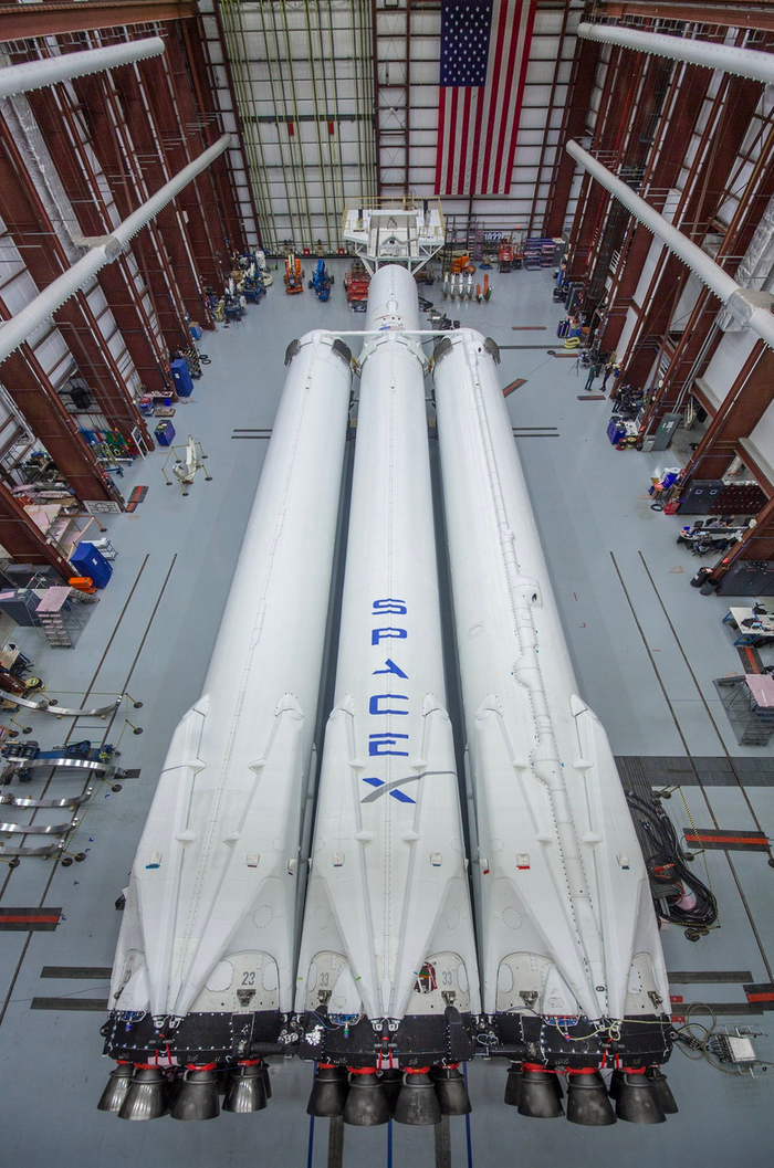 SpaceX's Falcon Heavy rocket sits in Cape Canaveral, Florida.