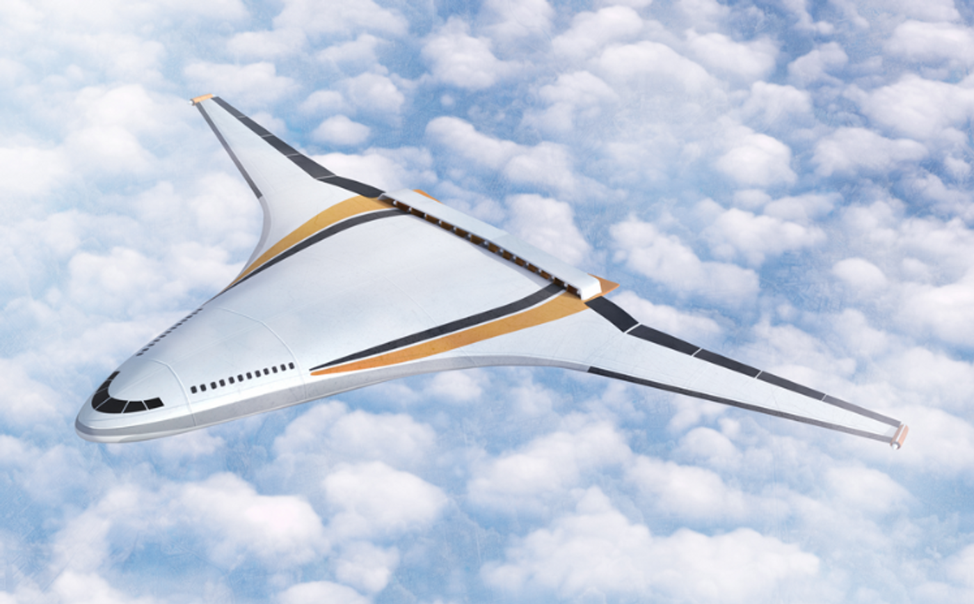 N3-X Hybrid Wing Body Turboelectric Plane Concept. Credits: NASA