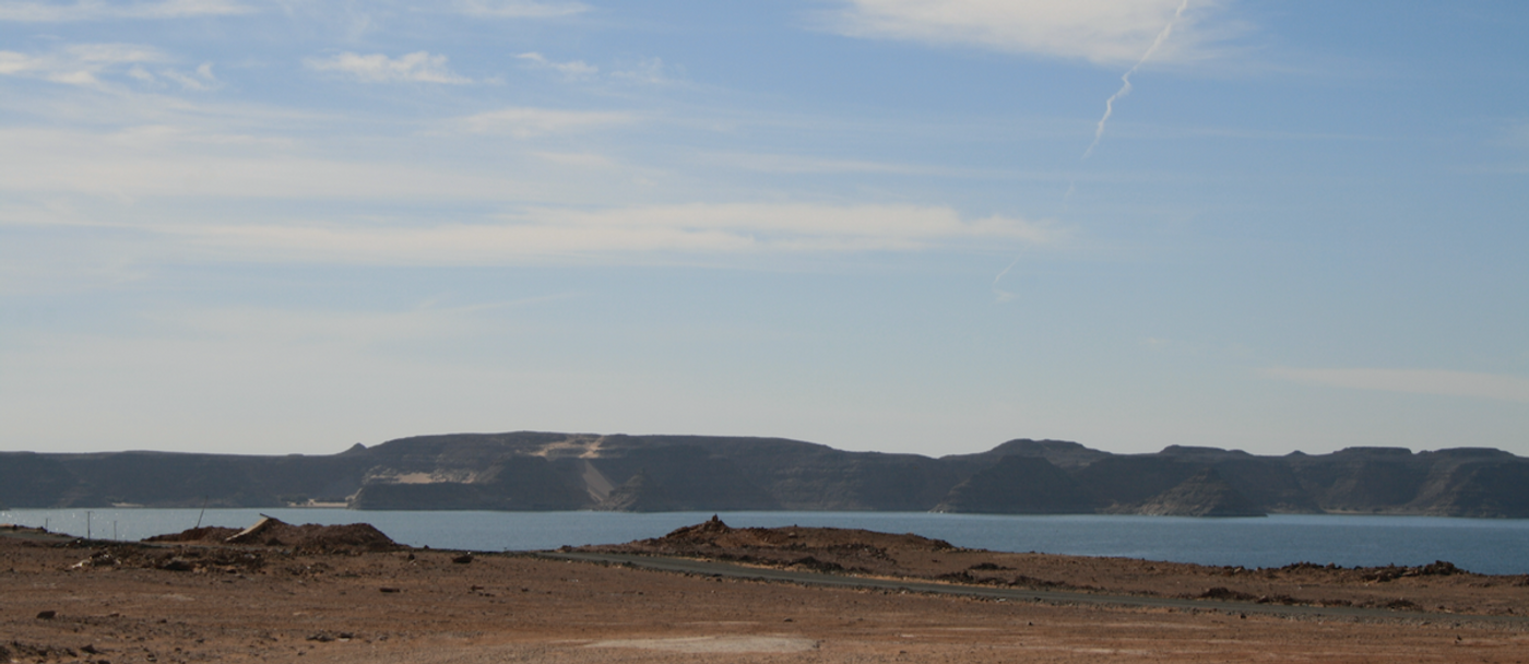 Lake Nasser, seen from Egypt near the Sudan border. In Sudan, the lake is called Lake Nubia. / Credit: Carmen Leitch