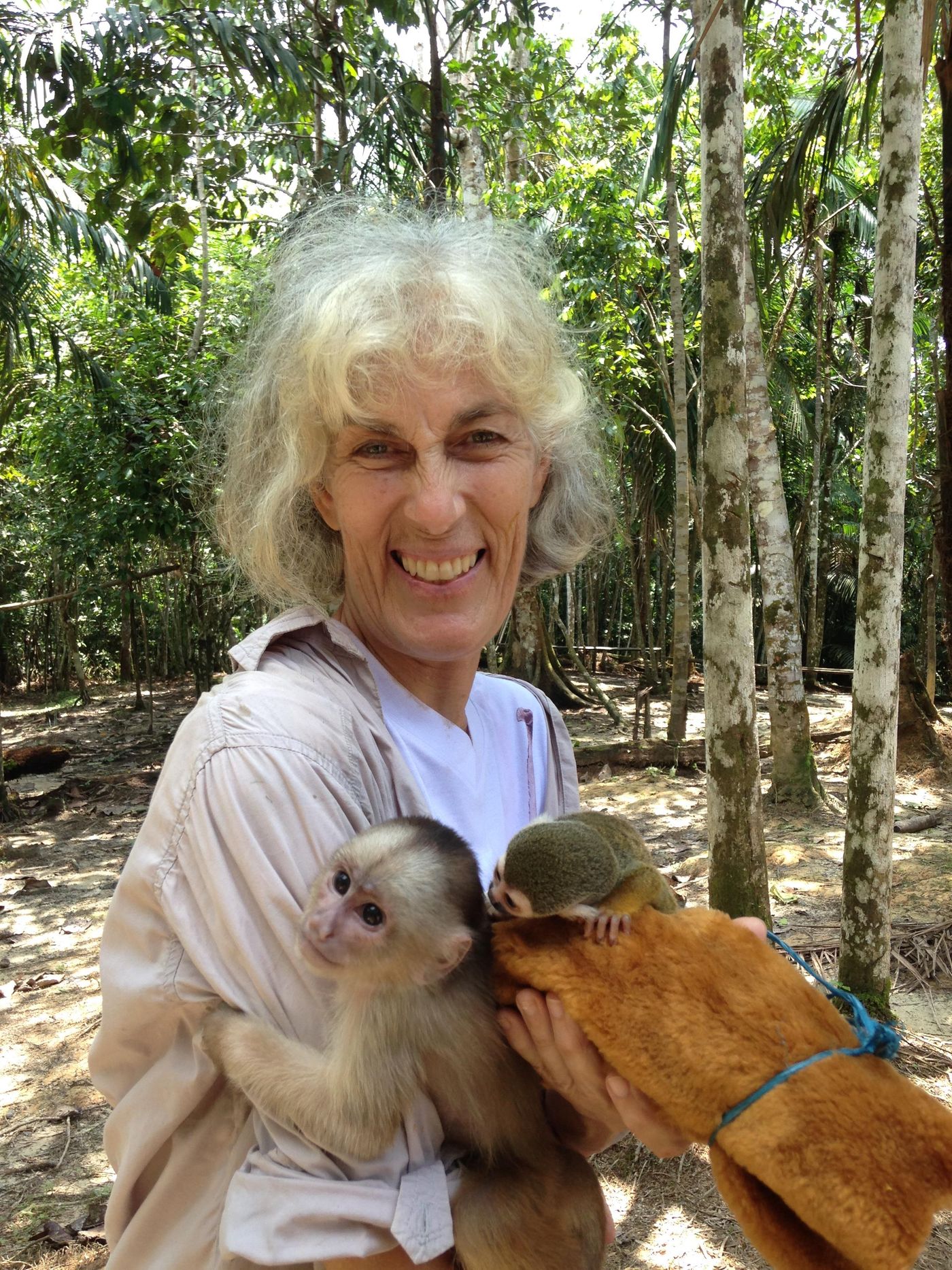 Sara Bennett with the monkeys