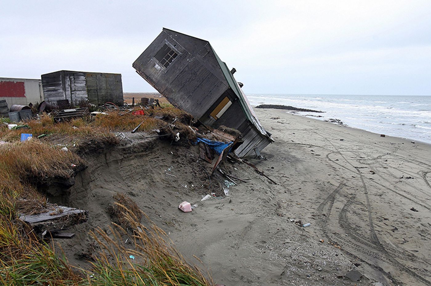 Shishmaref is literally eroding into the ocean. Photo: Yale E360