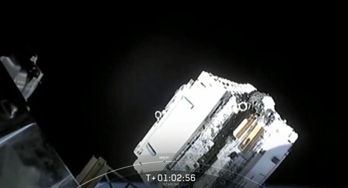 The Starlink satellites after being deployed in space.