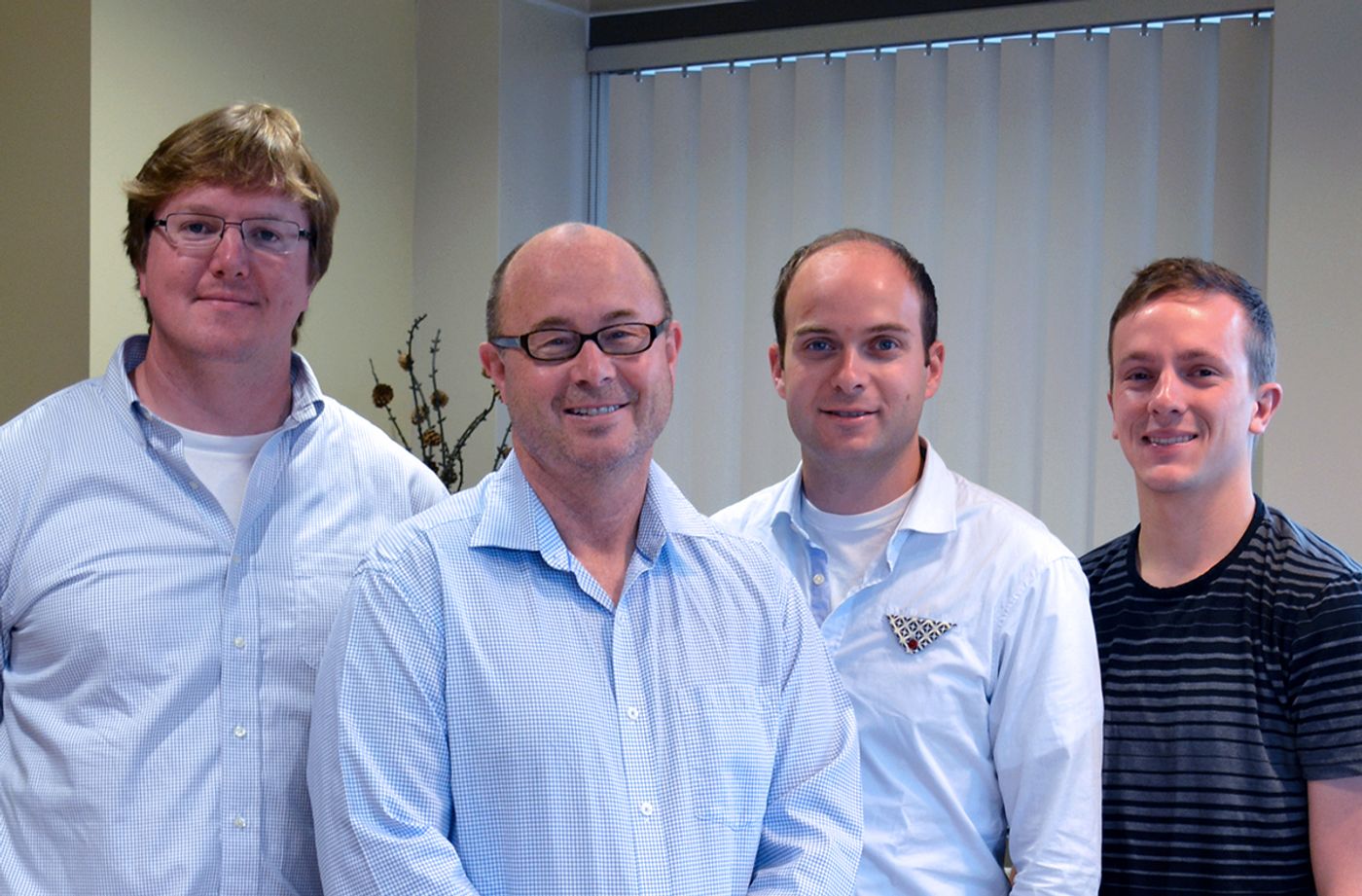 Authors of the new eLife study include (left to right) Luke Wiseman, Jeffery Kelly, Lars Plate and Ryan Paxman of The Scripps Research Institute.