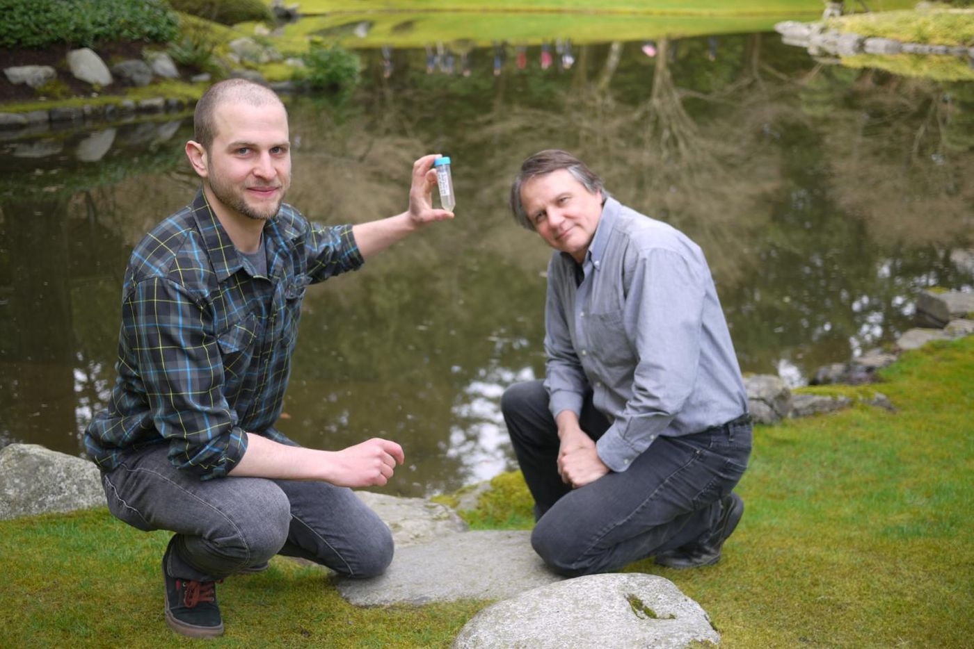 Christoph Deeg and Curtis Suttle isolated Bodo saltans virus in samples from UBC's Nitobe Memorial Garden. / Credit: University of British Columbia