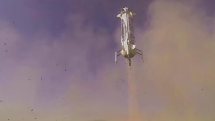 Blue Origin's New Shepard rocket lands upright yet again on Friday.