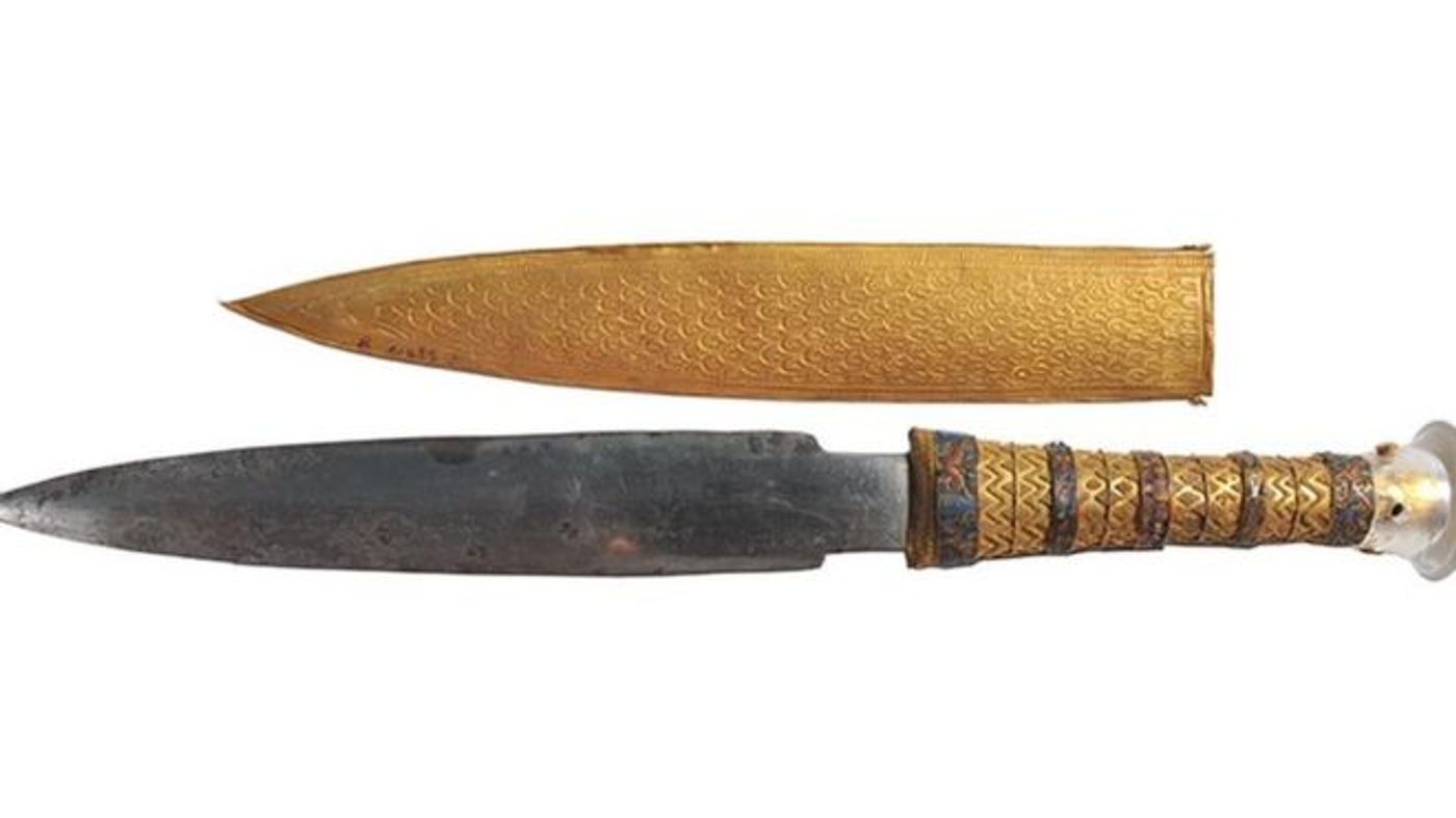 King Tut's dagger, made from meteorite iron and gold.