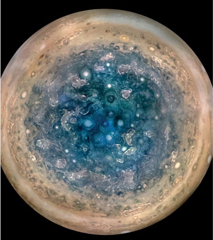 One of the most fascinating images of Jupiter out of all of them is this illustration of the planet's South pole.