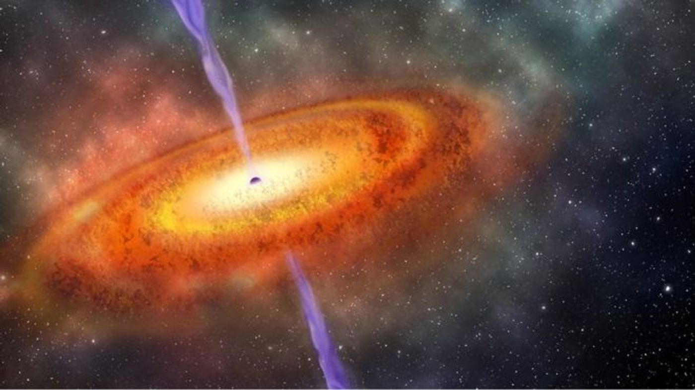 An artist's rendition of a quasar.