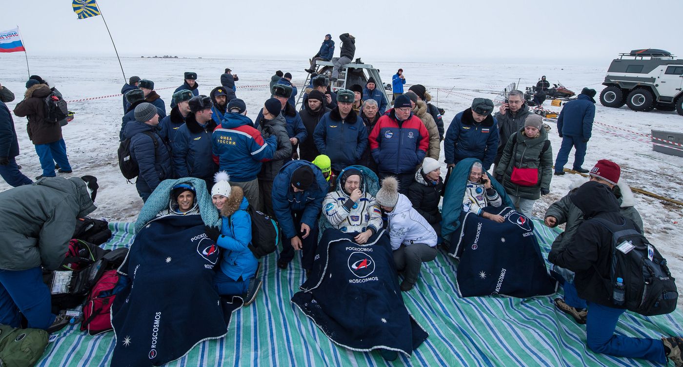 Three International Space Station astronauts landed on Earth after 168 days in space.