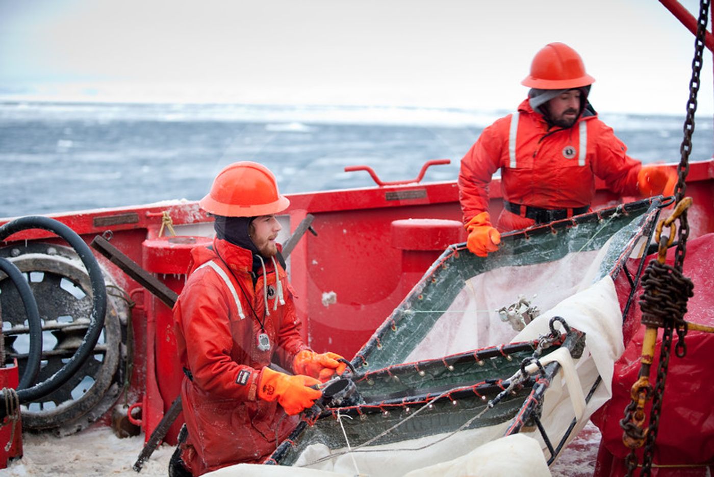 Sampling with nets on board CCGS Amundsen. Photo: All Photos ArcticNet