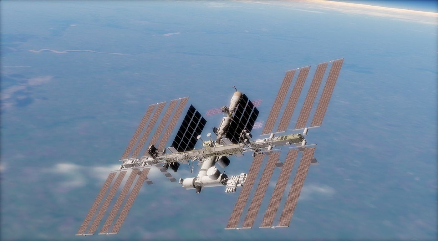 A view of the International Space Station from space.