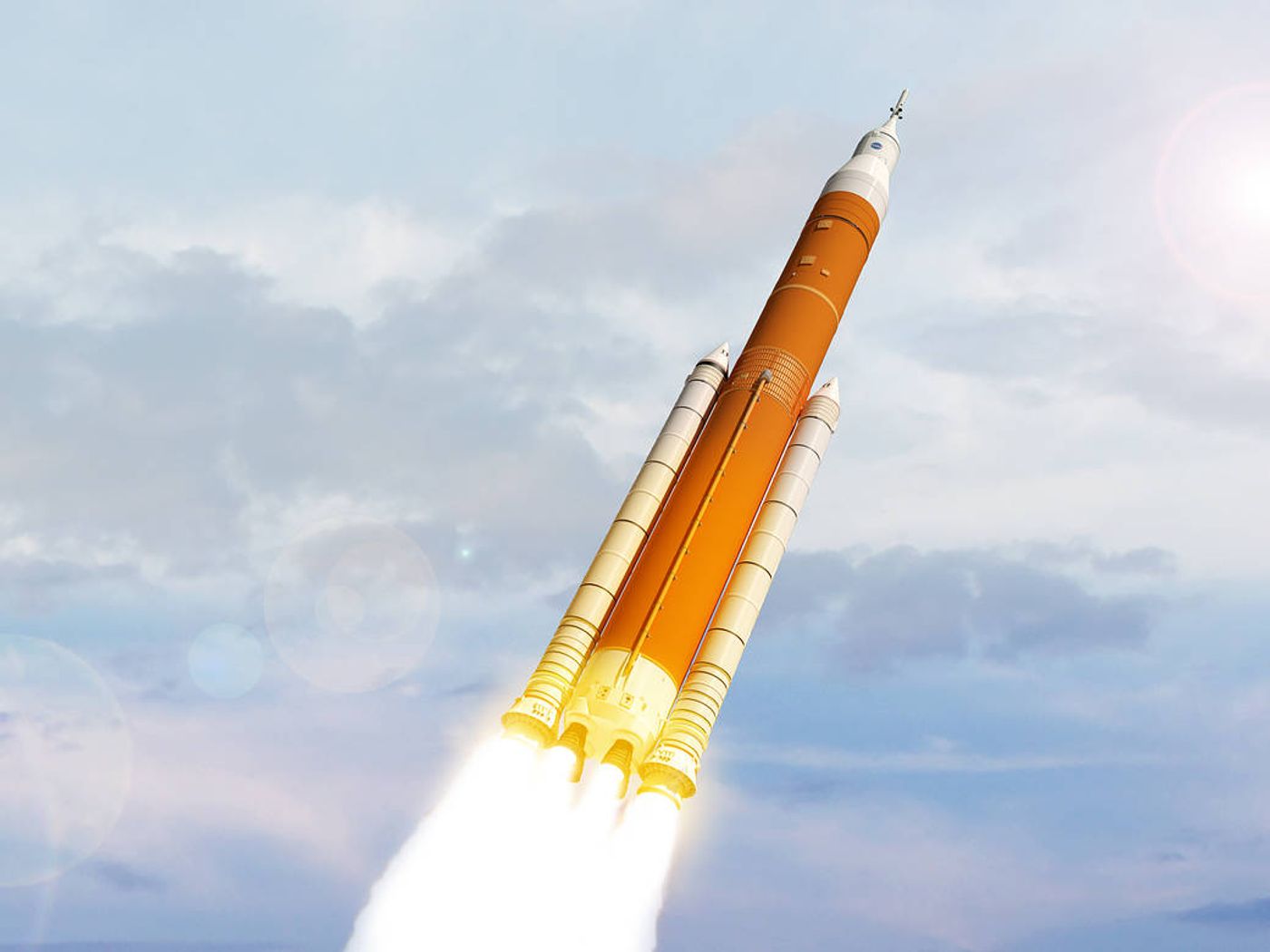 An artist's impression of NASA's completed SLS rocket.