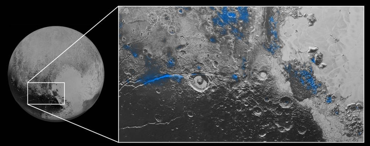 Water ice has been spoted on Pluto's surface.